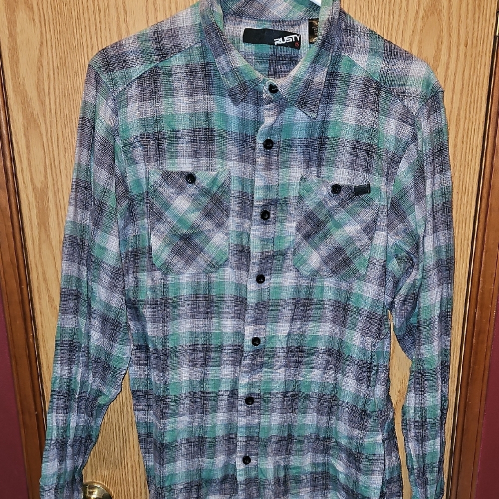 Rusty Men's Green Plaid Shirt